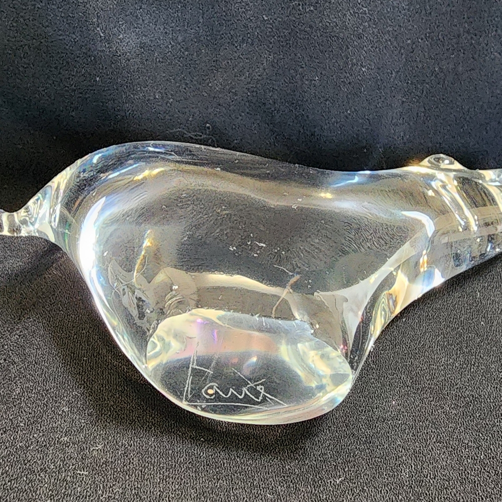 Signed Lane Clear Art Glass Polar Bear Figurine – Hand Blown Animal Sculpture - Picture 10 of 12